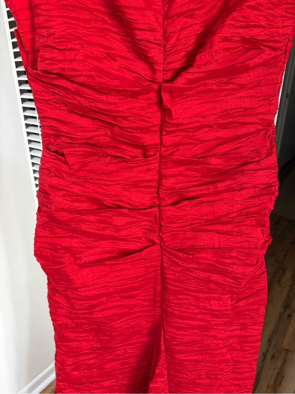 EUC ALEX Evening Red Ruched Cap-Sleeve Evening Dress - Picture 6 of 10